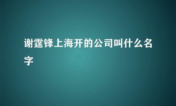 谢霆锋上海开的公司叫什么名字