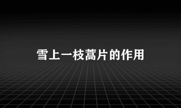 雪上一枝蒿片的作用