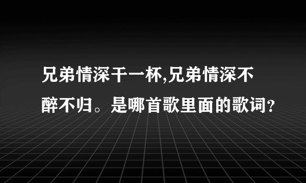 兄弟情深干一杯,兄弟情深不醉不归。是哪首歌里面的歌词?