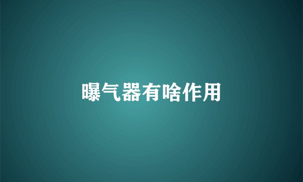 曝气器有啥作用
