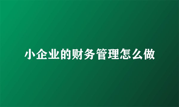 小企业的财务管理怎么做