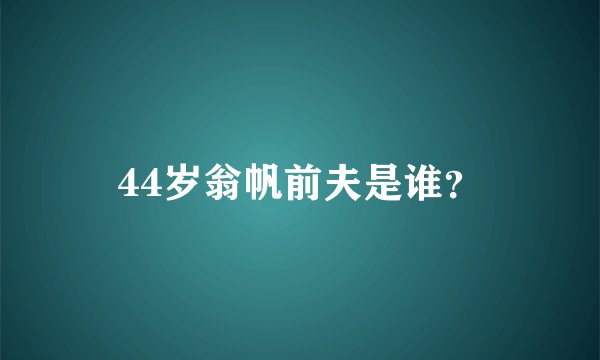 44岁翁帆前夫是谁?