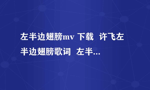 左半边翅膀mv 下载  许飞左半边翅膀歌词  左半边翅膀MP3下载