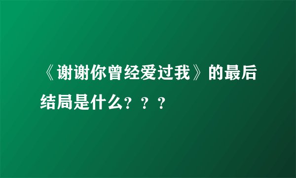 《谢谢你曾经爱过我》的最后结局是什么???