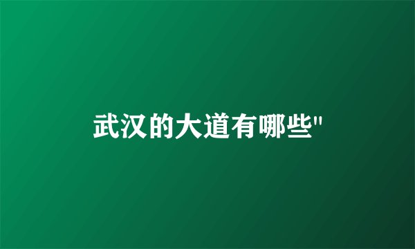 武汉的大道有哪些