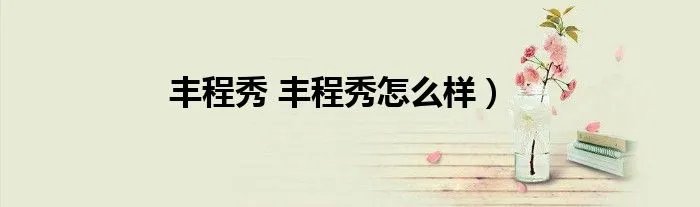 丰程秀 丰程秀怎么样)