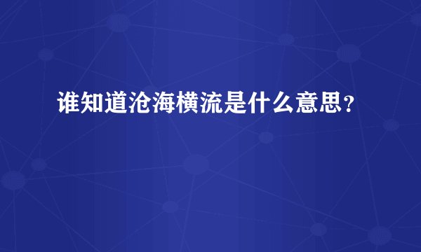 谁知道沧海横流是什么意思？