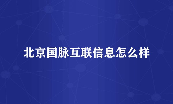 北京国脉互联信息怎么样