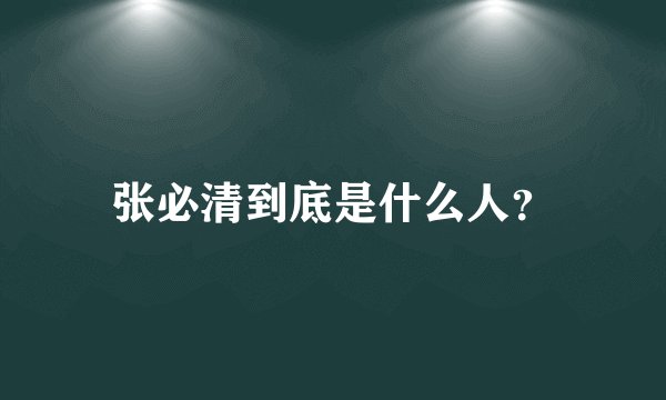 张必清到底是什么人？