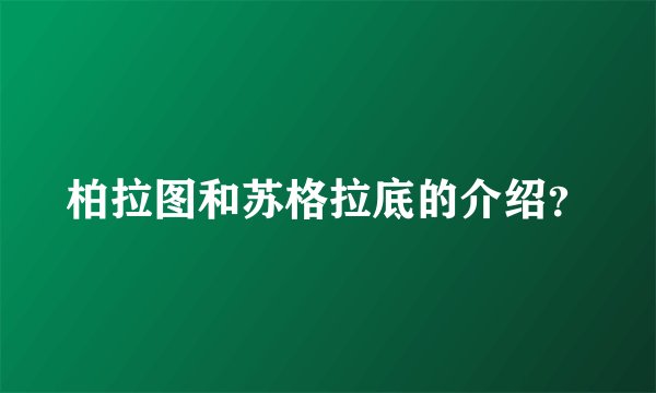 柏拉图和苏格拉底的介绍?