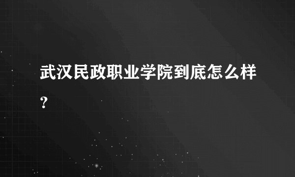 武汉民政职业学院到底怎么样?