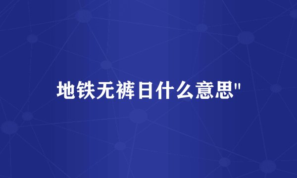 地铁无裤日什么意思