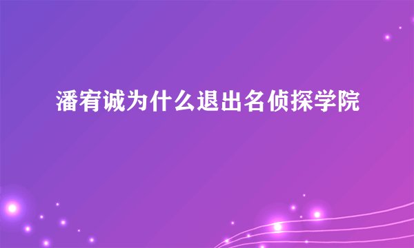潘宥诚为什么退出名侦探学院