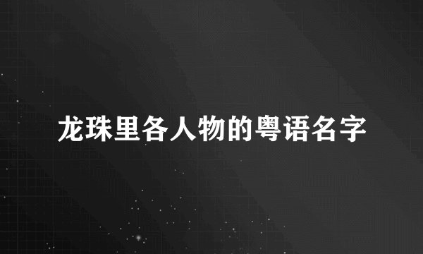 龙珠里各人物的粤语名字