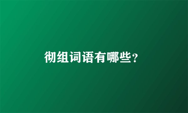 彻组词语有哪些？
