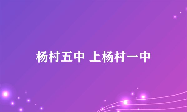 杨村五中 上杨村一中