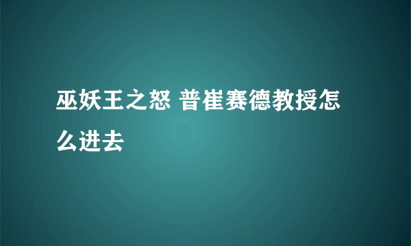 巫妖王之怒 普崔赛德教授怎么进去