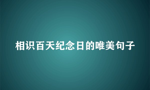 相识百天纪念日的唯美句子