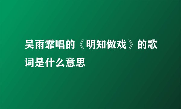吴雨霏唱的《明知做戏》的歌词是什么意思