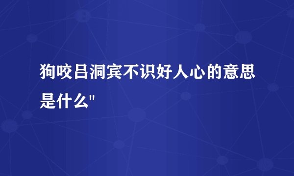 狗咬吕洞宾不识好人心的意思是什么