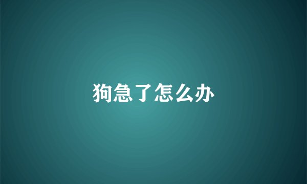狗急了怎么办