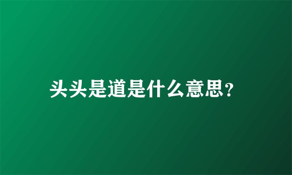 头头是道是什么意思?