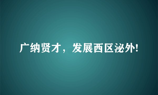 广纳贤才,发展西区泌外!