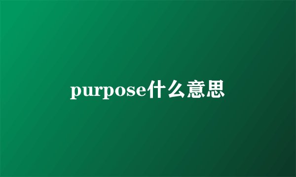 purpose什么意思