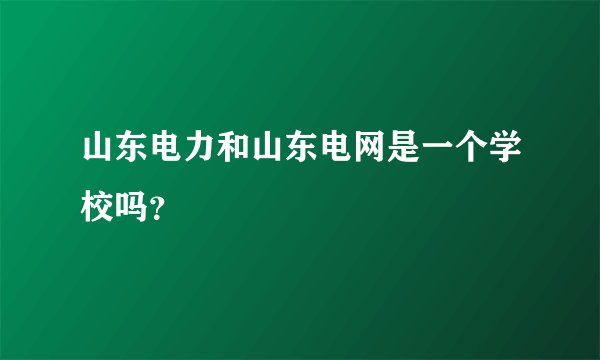山东电力和山东电网是一个学校吗?