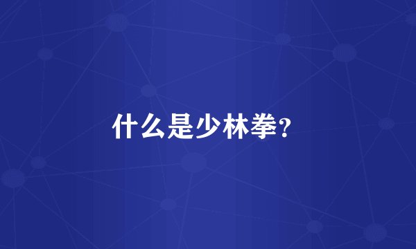 什么是少林拳？
