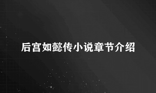 后宫如懿传小说章节介绍