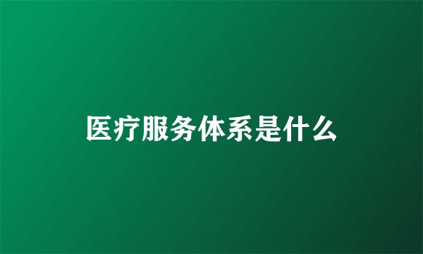 医疗服务体系是什么