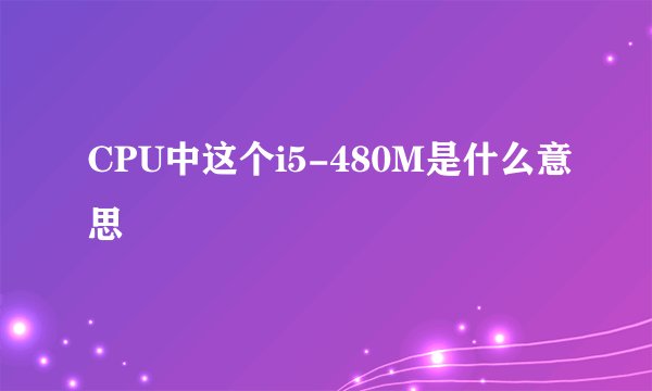 CPU中这个i5-480M是什么意思