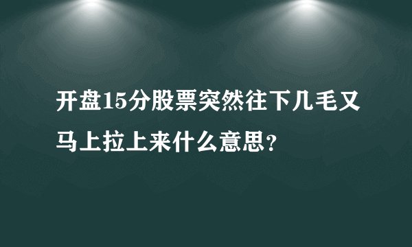 开盘15分股票突然往下几毛又马上拉上来什么意思？