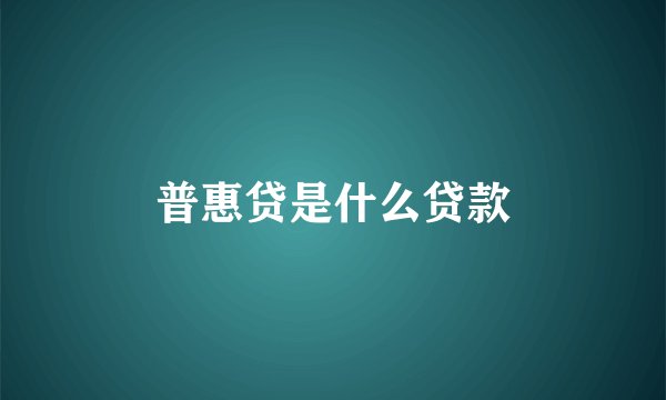 普惠贷是什么贷款