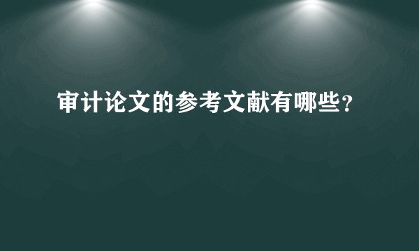 审计论文的参考文献有哪些?