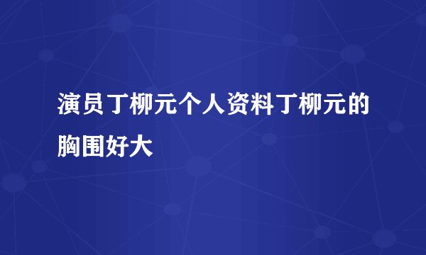 演员丁柳元个人资料丁柳元的胸围好大