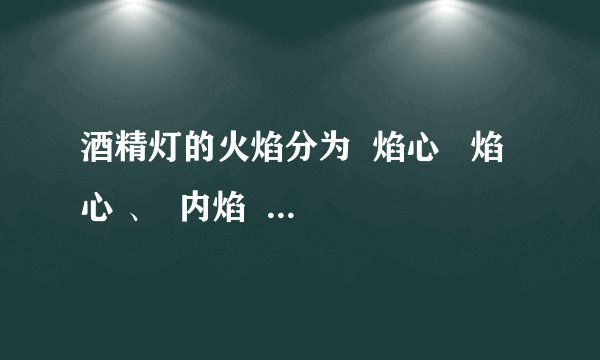 酒精灯的火焰分为 焰心 焰心 、 内焰 内焰 、 外焰 外焰 三部分.给物体加热一般应该用火焰的 外焰 外焰 部分去加热.酒精灯熄灭时,必须用 灯帽 灯帽 盖灭,不能用嘴吹.万一酒精洒出,应立即 用湿布扑盖 用湿布扑盖 .