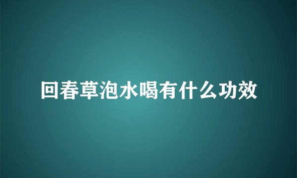 回春草泡水喝有什么功效