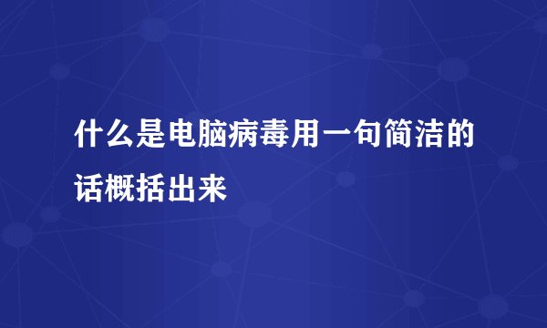 什么是电脑病毒用一句简洁的话概括出来