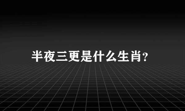 半夜三更是什么生肖？