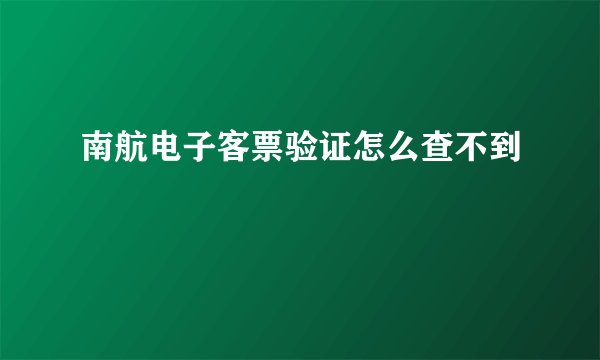 南航电子客票验证怎么查不到