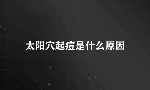 太阳穴起痘是什么原因