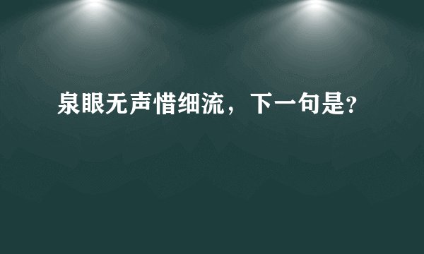 泉眼无声惜细流，下一句是？