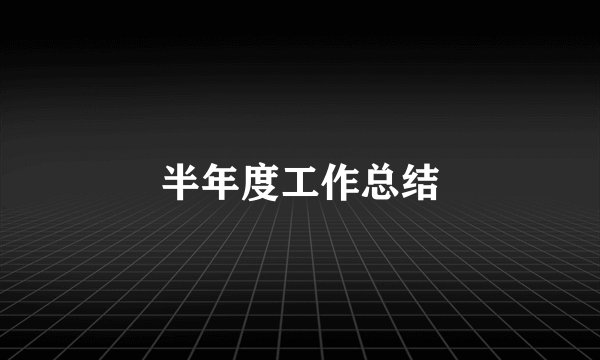 半年度工作总结