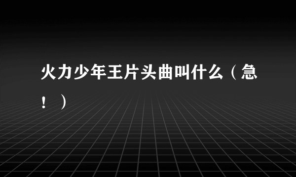 火力少年王片头曲叫什么(急!)