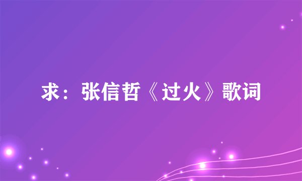 求：张信哲《过火》歌词