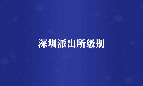 深圳派出所级别