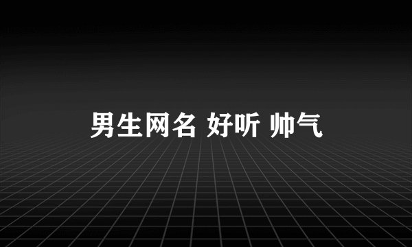男生网名 好听 帅气