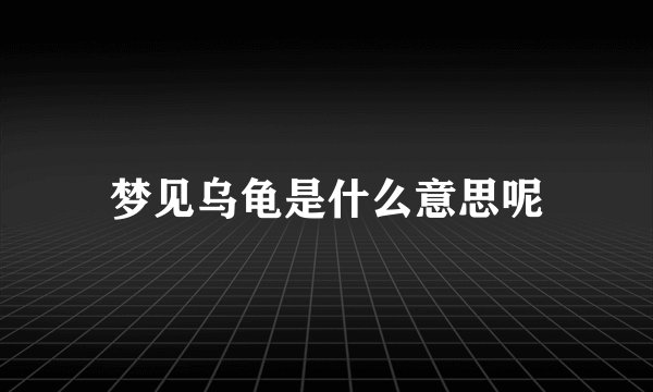 梦见乌龟是什么意思呢